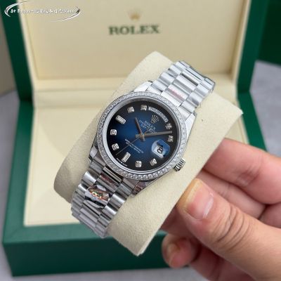 Rolex Daydate 36mm 2834/3255 Movement Blue Face Diamond Bezel Watch
